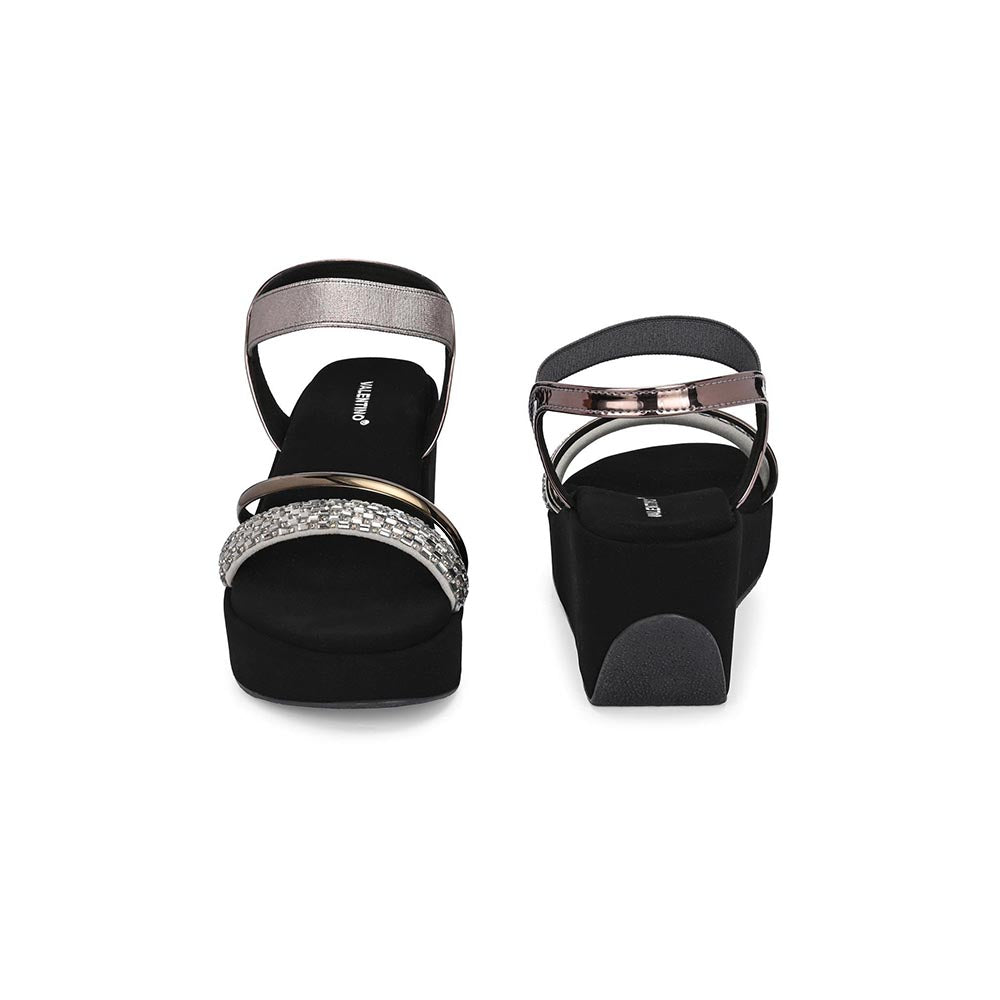 Valentino Women Metallic Embellished Wedge Sandals