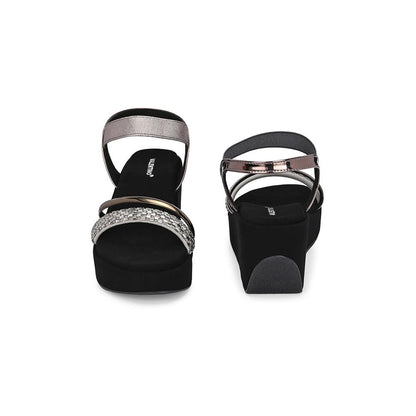 Valentino Women Metallic Embellished Wedge Sandals