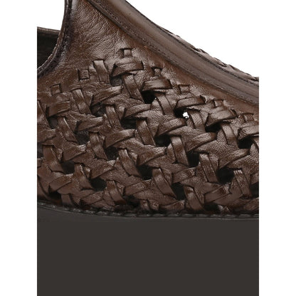 Valentino Men Premium Leather Ethnic Handwoven Slip-On Mojaris