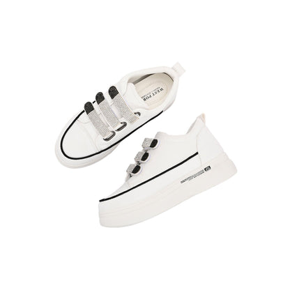 Valentino Women White Crystal Embellished Velcro Straps Platform Sneakers