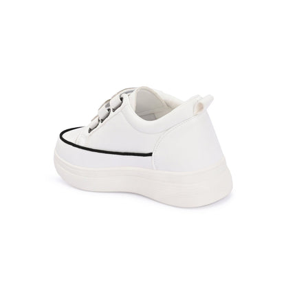 Valentino Women White Crystal Embellished Velcro Straps Platform Sneakers
