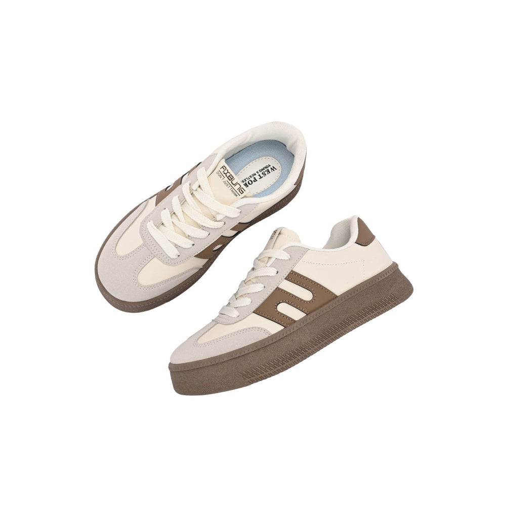 Valentino Women Chunky Beige Lace-Up Sneakers