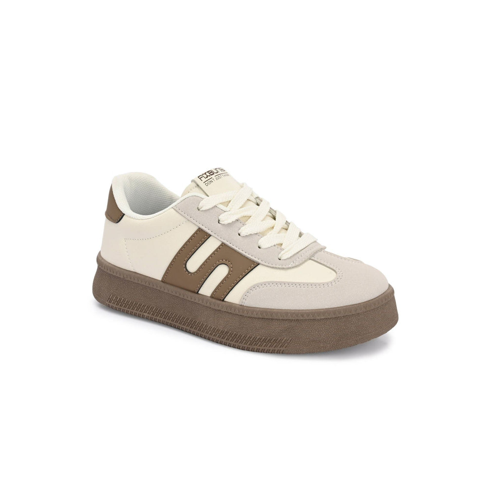 Valentino Women Chunky Beige Lace-Up Sneakers