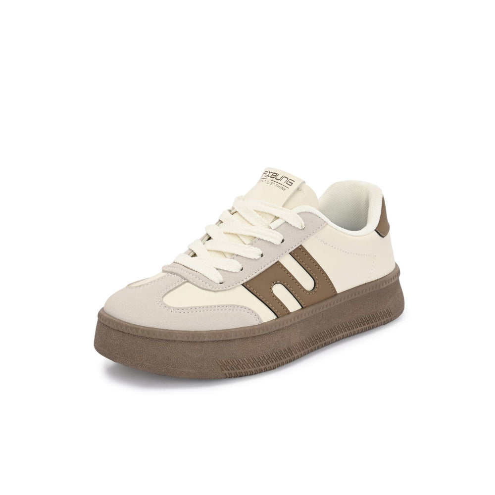 Valentino Women Chunky Beige Lace-Up Sneakers