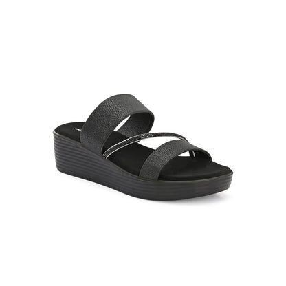 Valentino Women Black double Strap Wedge Sandals