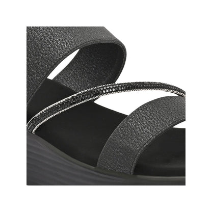 Valentino Women Black double Strap Wedge Sandals