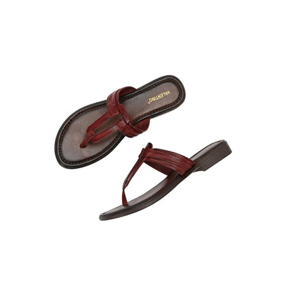 Valentino Women Cherry Leather Toe-Ring Flats