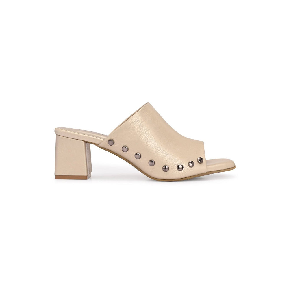 Valentino Women Studded Block Heel Slip-On Sandals