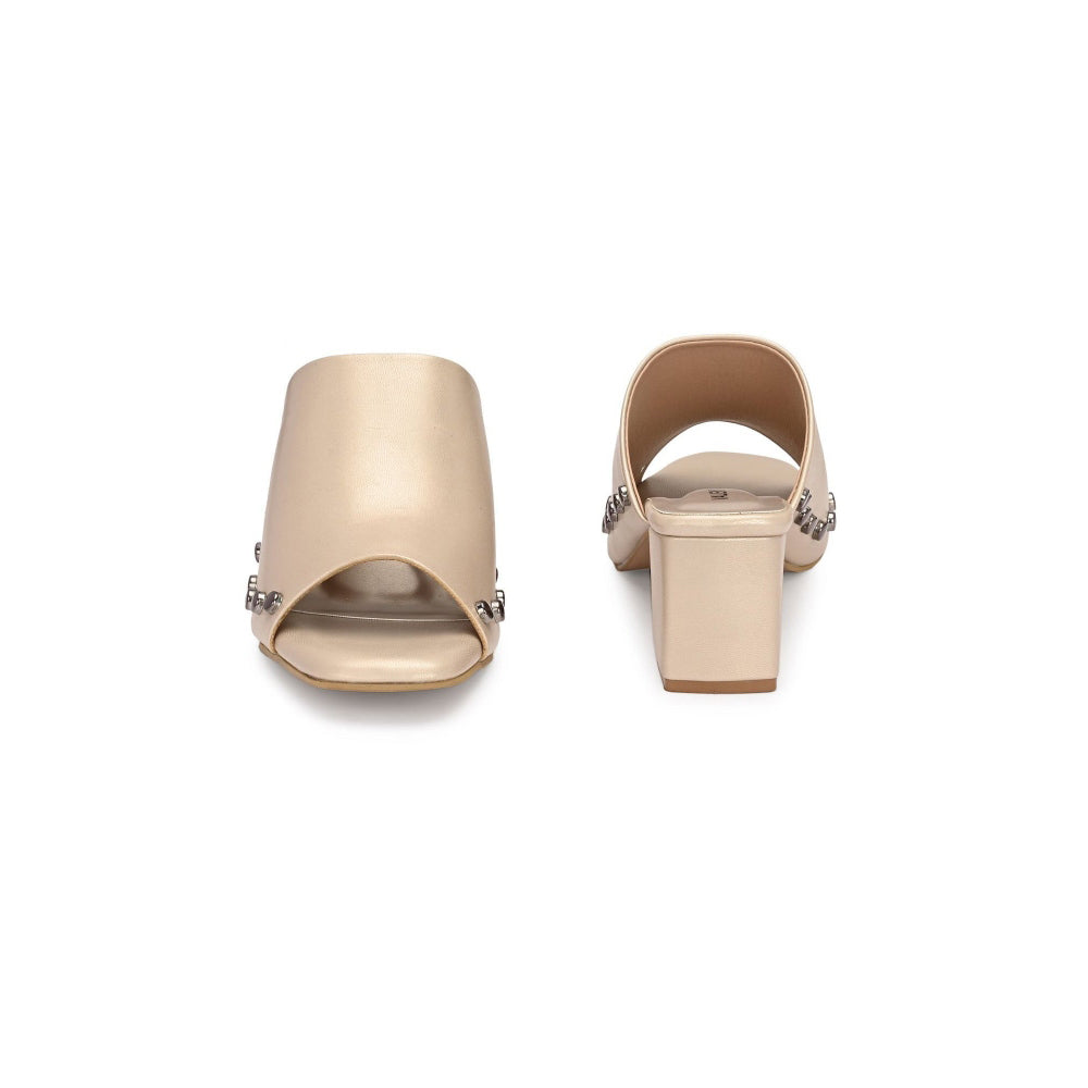 Valentino Women Studded Block Heel Slip-On Sandals