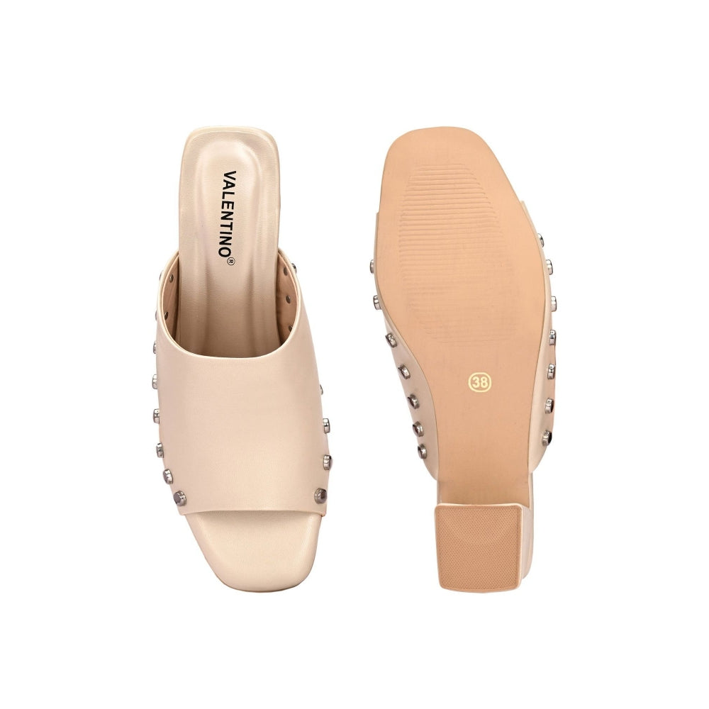 Valentino Women Studded Block Heel Slip-On Sandals