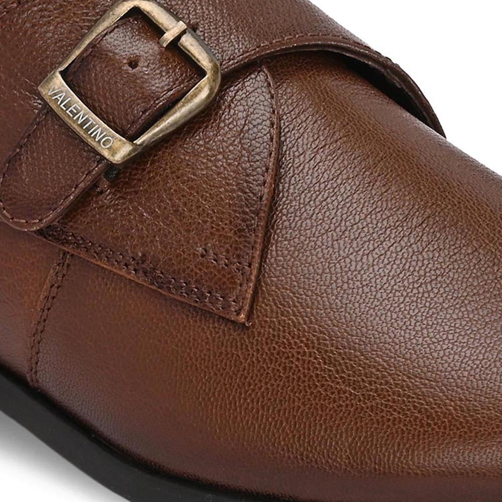 Valentino Men Premium Leather Single Strap Slip-On Formal Monk Shoes