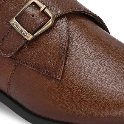Valentino Men Premium Leather Single Strap Slip-On Formal Monk Shoes