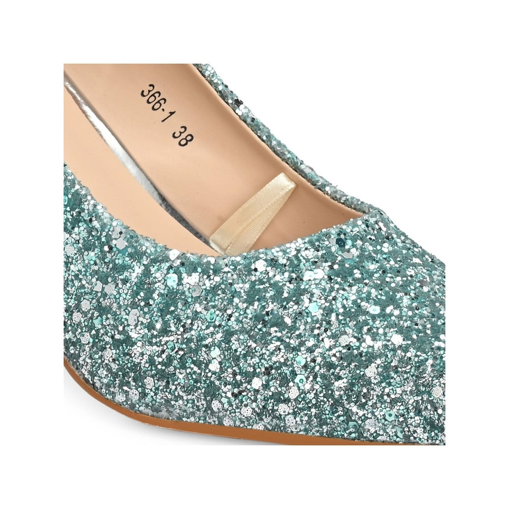 Valentino Women Green Glitter Pointed-Toe Pumps