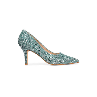 Valentino Women Green Glitter Pointed-Toe Pumps