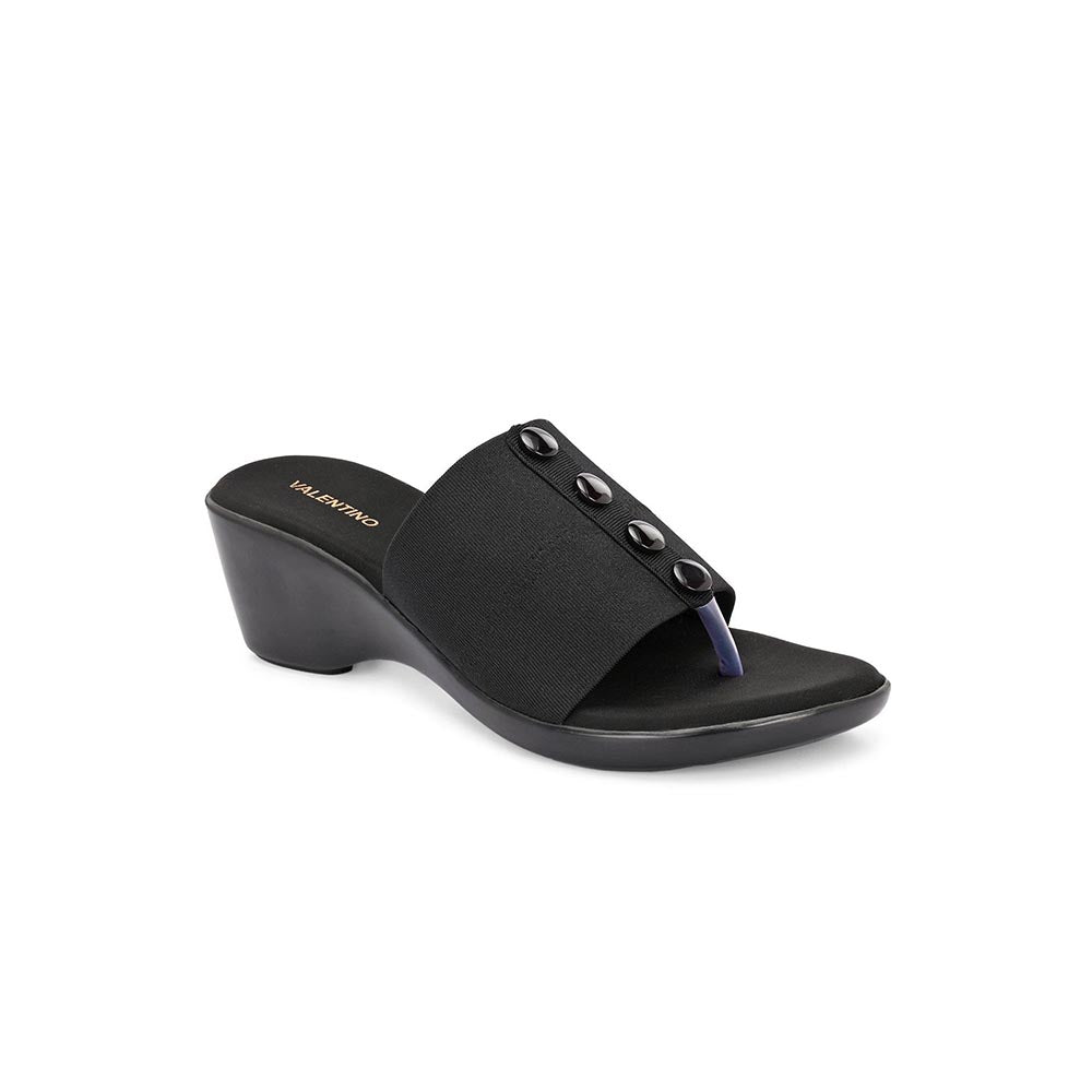 Valentino Women Black wedge Slide Sandals