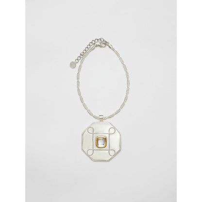 Valliyan White Polki Hexagon Medallion Necklace