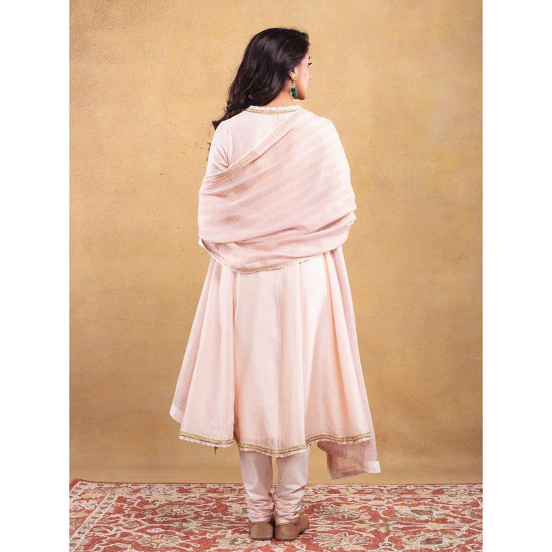 Vama Asher Blush Pink Angrakha Kurta With Churidar And Dupatta (Set of 3)