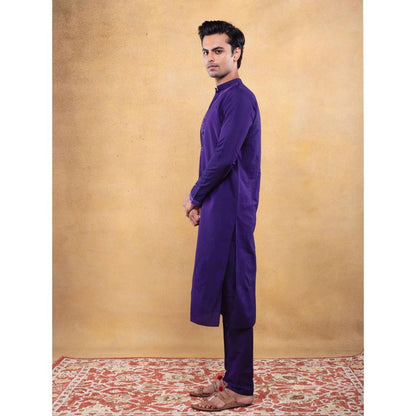 Vama Asher Purple Embroidered Kurta with Pant (Set of 2)