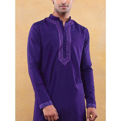 Vama Asher Purple Embroidered Kurta with Pant (Set of 2)