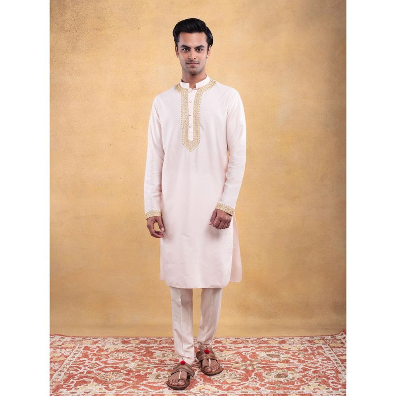 Vama Asher Blush Pink Embroidered Kurta with Pant (Set of 2)