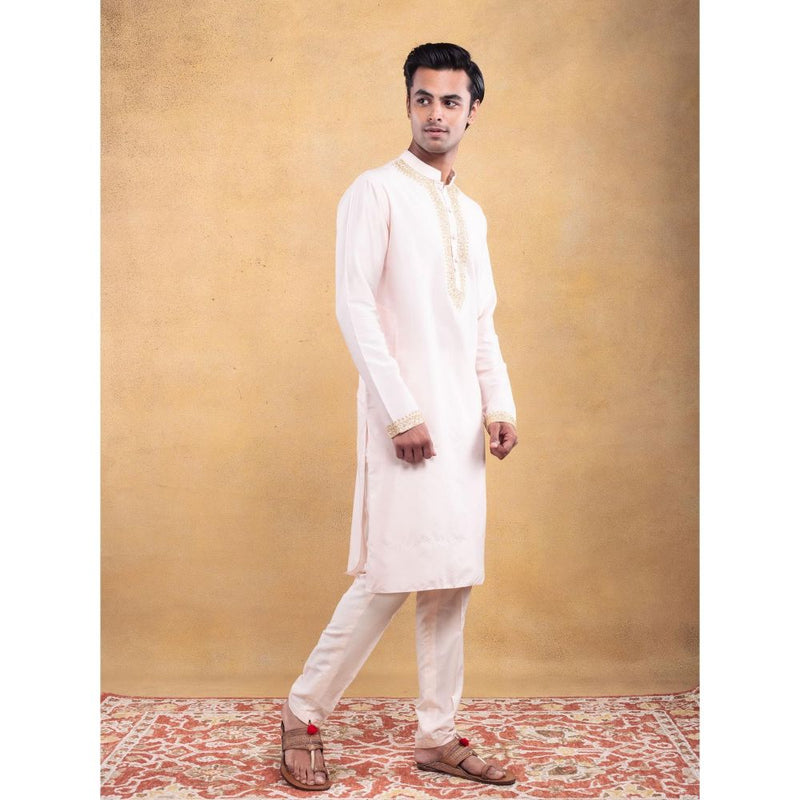 Vama Asher Blush Pink Embroidered Kurta with Pant (Set of 2)