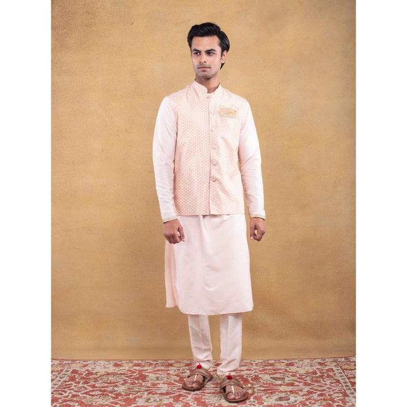 Vama Asher Blush Pink Nehru Jacket & Kurta with Pant (Set of 3)