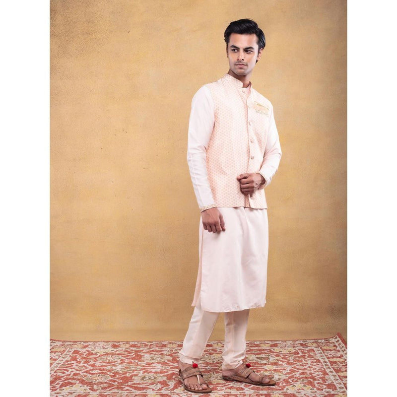 Vama Asher Blush Pink Nehru Jacket & Kurta with Pant (Set of 3)