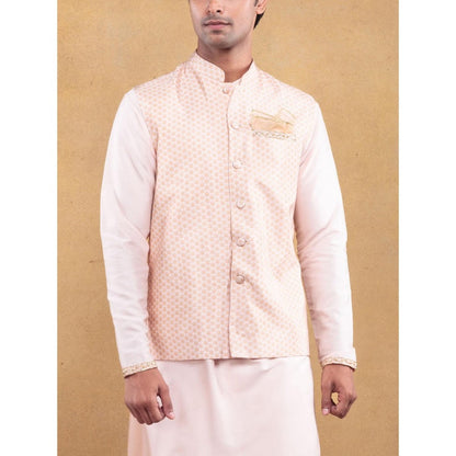 Vama Asher Blush Pink Nehru Jacket & Kurta with Pant (Set of 3)