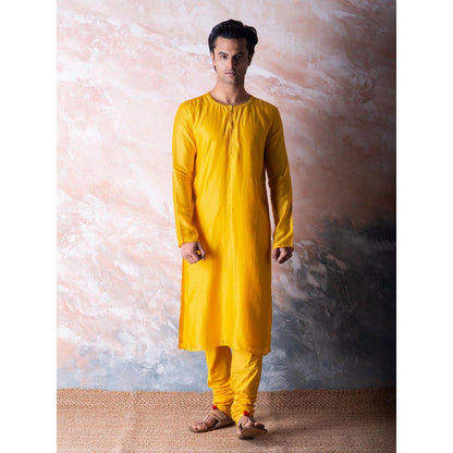 Vama Asher Yellow Embroidered Kurta with Churidar (Set of 2)