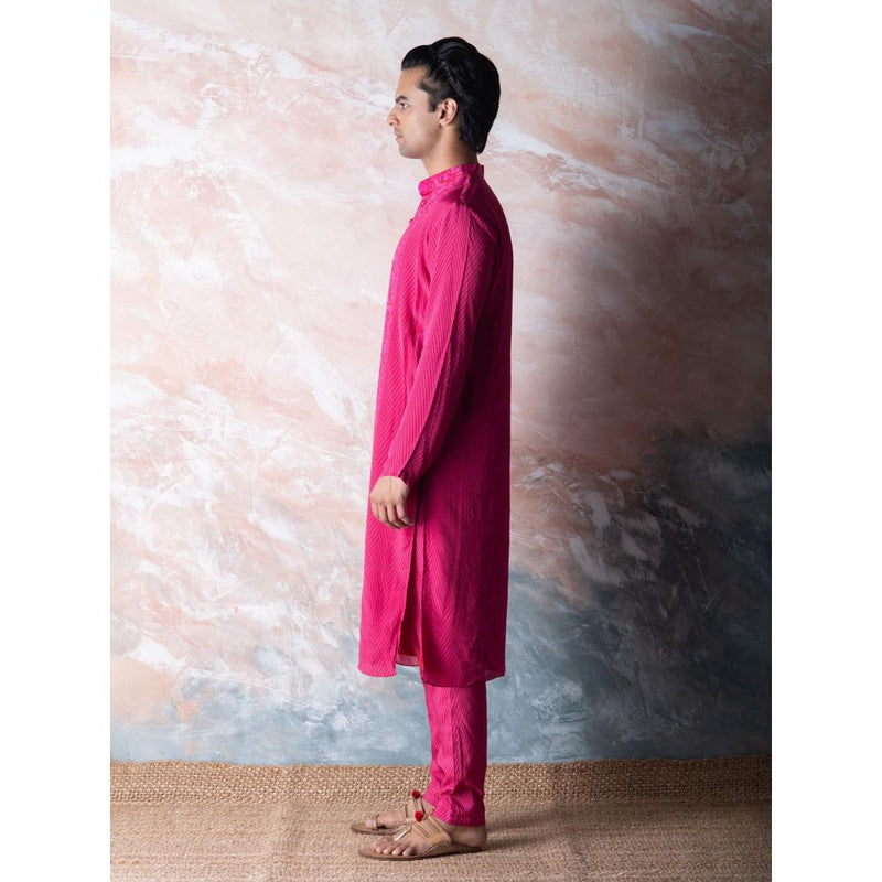 Vama Asher Cerise Pink Printed Kurta with Pant (Set of 2)