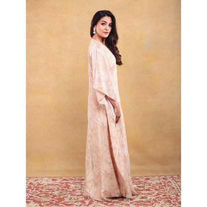 Vama Asher Nude Palm Kaftan Dress
