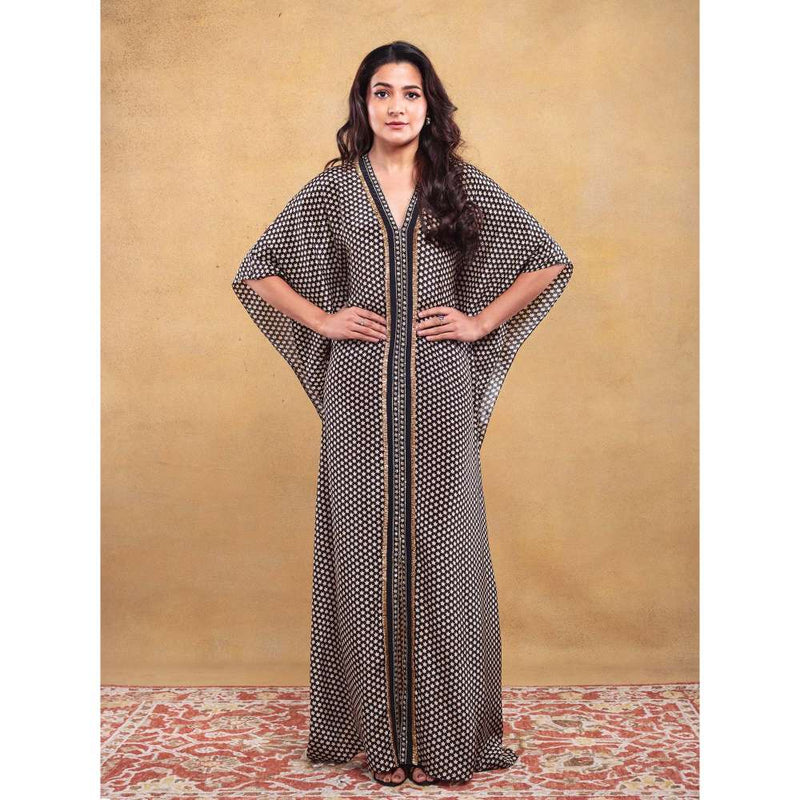 Vama Asher Black Butti Kaftan Dress