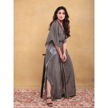 Vama Asher Black Butti Kaftan Dress