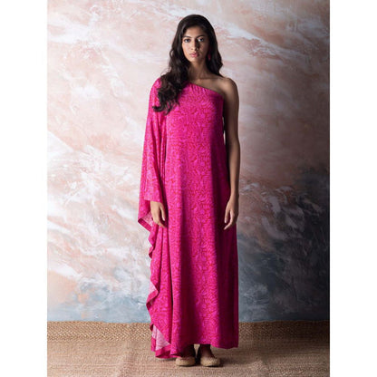 Vama Asher Cerise Pink One Shoulder Dress