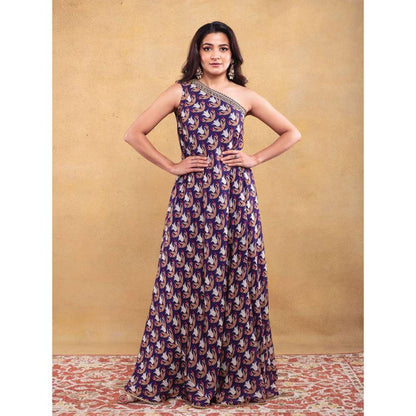 Vama Asher Navy Blue One Shoulder Dress