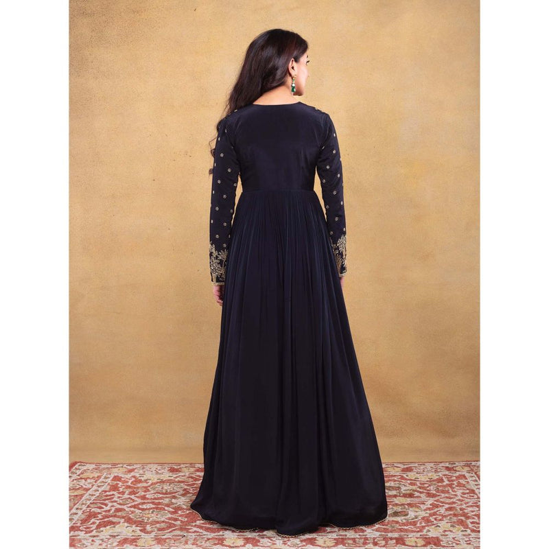 Vama Asher Black Embroidered Dress
