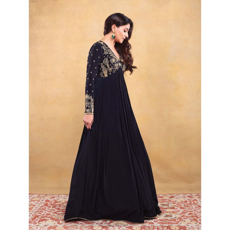 Vama Asher Black Embroidered Dress