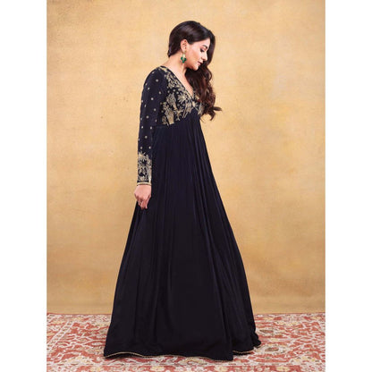 Vama Asher Black Embroidered Dress