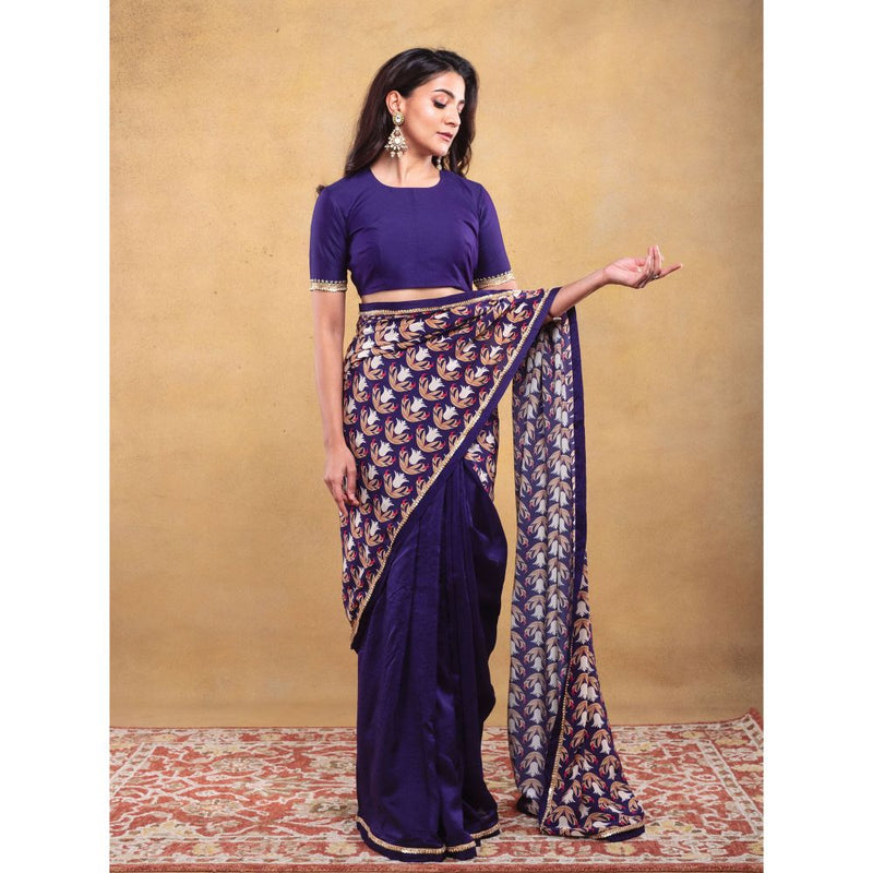 Vama Asher Blue Embroidered Stitched Blouse