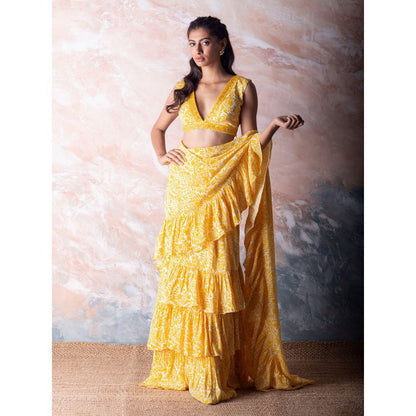 Vama Asher Yellow Embroidered Stitched Blouse