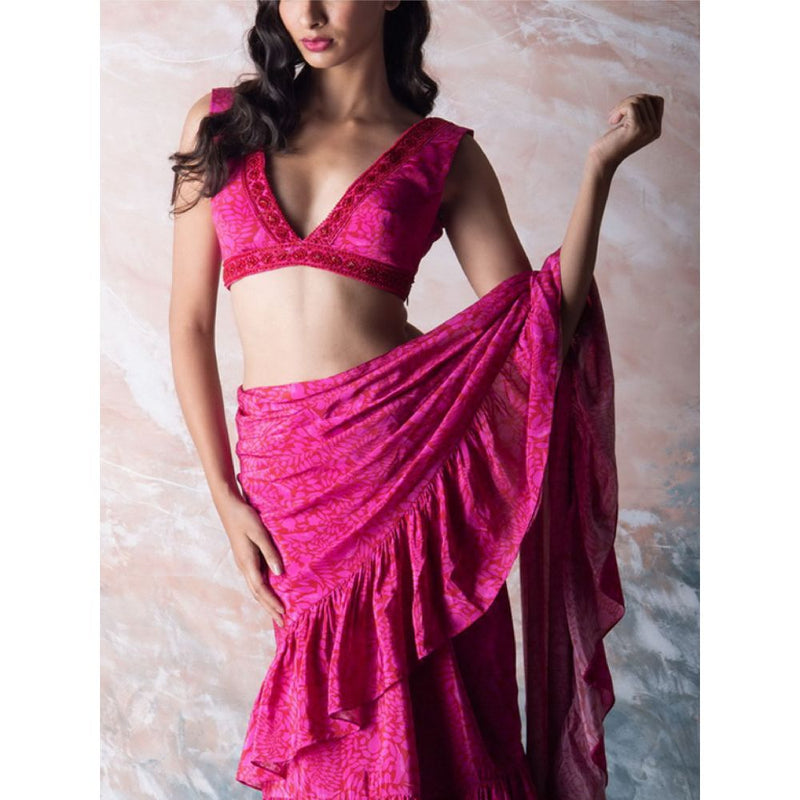 Vama Asher Pink Embroidered Stitched Blouse