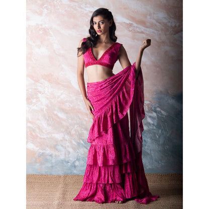 Vama Asher Pink Embroidered Stitched Blouse