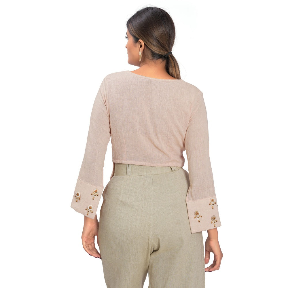 Vana Ethnics Sustainable Peach Cotton Angrakha Top