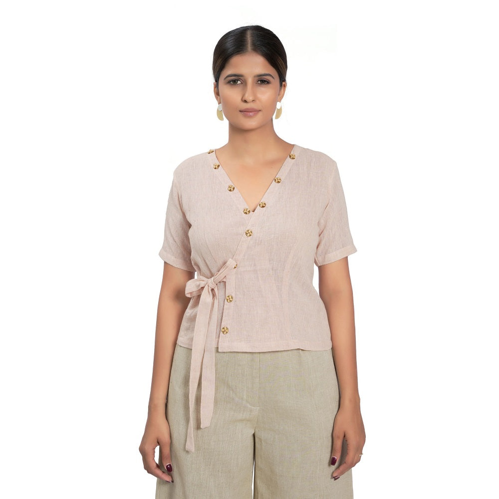 Vana Ethnics Sustainable Peach Cotton Wrap Around Top