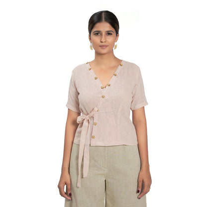 Vana Ethnics Sustainable Peach Cotton Wrap Around Top