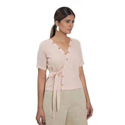 Vana Ethnics Sustainable Peach Cotton Wrap Around Top