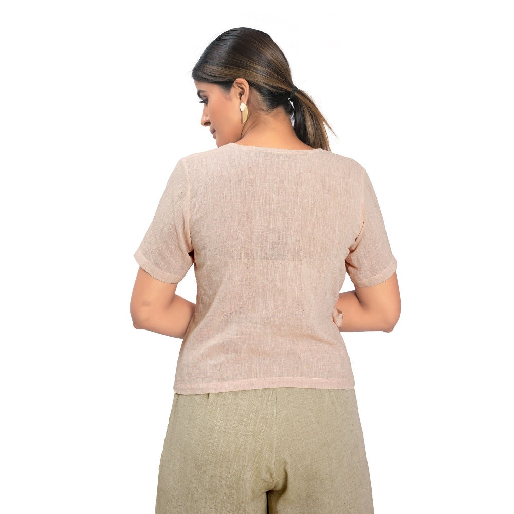 Vana Ethnics Sustainable Peach Cotton Wrap Around Top