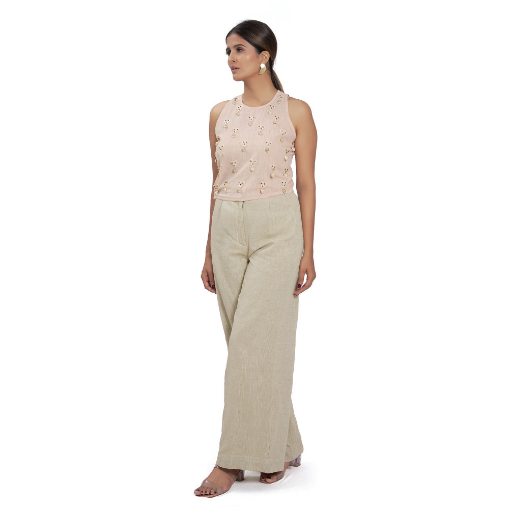 Vana Ethnics Sustainable Peach Cotton Sleeveless Top