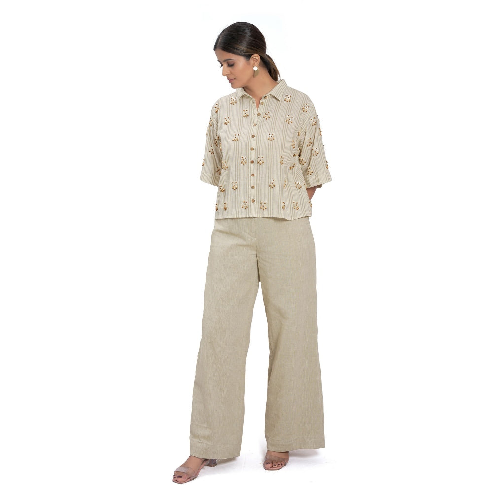 Vana Ethnics Sustainable Off White Cotton Shirt