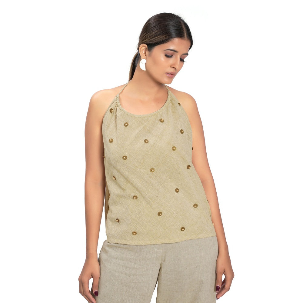 Vana Ethnics Sustainable Beige Cotton Top